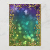 Gilded Peacock Feathers Jewel Gold Wedding Details Informatiekaartje (Achterkant)