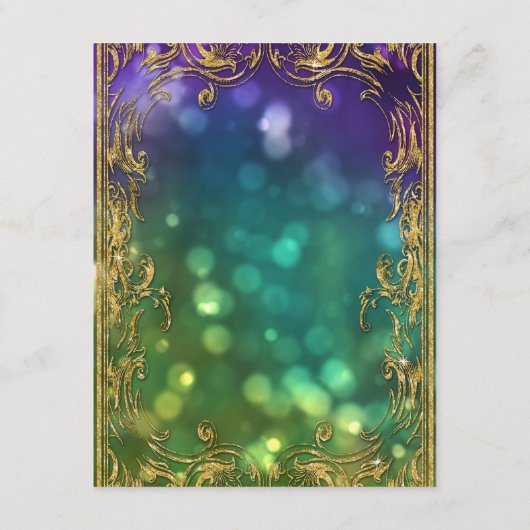 Gilded Peacock Feathers Jewel Gold Wedding Details Informatiekaartje (Achterkant)