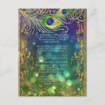 Gilded Peacock Feathers Jewel Gold Wedding Details Informatiekaartje<br><div class="desc">Met elegant versterkte waterverf beschilderde vredestroekveren met diamant zoals juwelen en gouden glitter scrollwork over een pekelkleurige bokeh sparkle background creëer een feestelijk en mooi thema voor je trouwdag. Geschilderd en grafisch ontworpen door een internationaal erkende kunstenaar en ontwerper,  Audrey Jeanne Roberts,  copyright.</div>