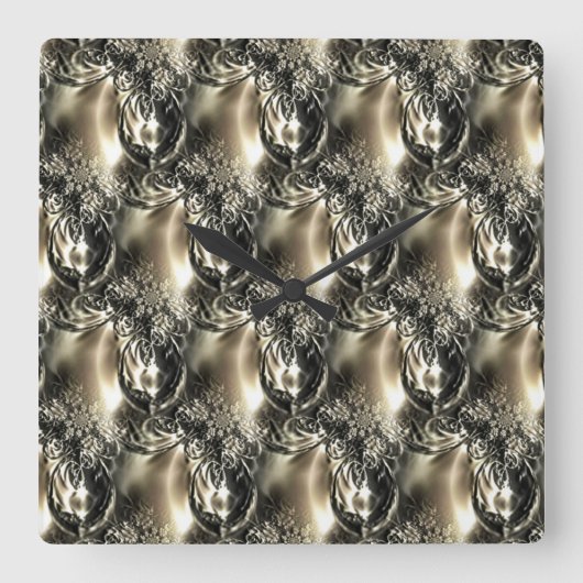 Gilded Pearls Vierkante Klok (Voorkant)