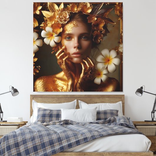 Gilded Pre-Raphaelite Woman 3 Canvas Afdruk (Insitu (Slaapkamer))
