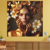 Gilded Pre-Raphaelite Woman 3 Canvas Afdruk (Insitu (Woonkamer))