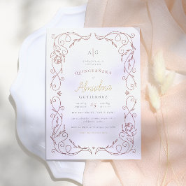 Gilded Roos Gold Lijst Elegant Quinceañera Foto Kaart