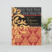 Gilded Royal Red, Black & Gold Damask Letterhead (Staand voorkant)