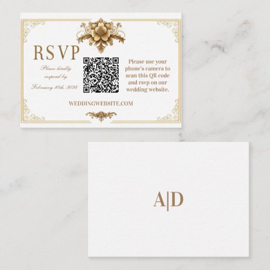 Gilded Royal RSVP QR code Kaart (Voorkant / Achterkant)