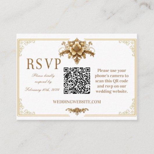 Gilded Royal RSVP QR code Kaart (Voorkant)