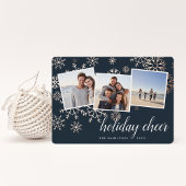 Gilded Snow | Snowflake Photo Collage Roos Gold Folie Feestdagenkaart