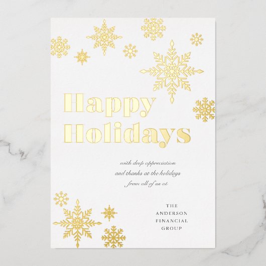 Gilded Snowflakes Business Holiday Kaart Gold FOIL (Voorkant)