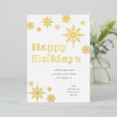 Gilded Snowflakes Business Holiday Kaart Gold FOIL (Staand Voorkant)