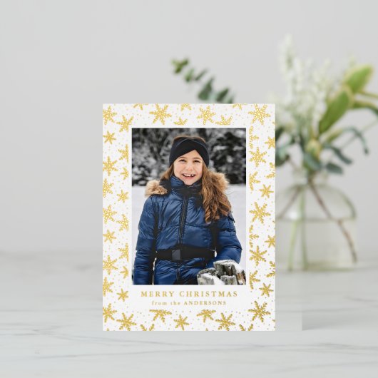 Gilded Snowflakes Photo Gold Folie Feestdagen Briefkaart (Staand Voorkant)