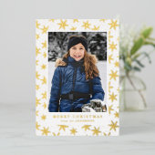Gilded Snowflakes Photo Gold Folie Feestdagenkaart (Staand Voorkant)