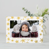 Gilded Snowflakes Photo Gold Folie Feestdagenkaart (Staand Voorkant)