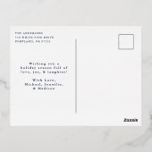 Gilded Snowflakes Photo Navy and Silver Folie Feestdagen Briefkaart (Achterkant)