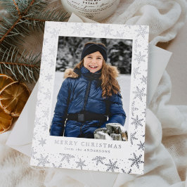 Gilded Snowflakes Photo Silver Folie Feestdagenkaart