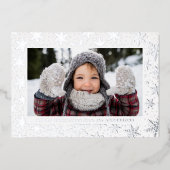 Gilded Snowflakes Photo Silver Folie Feestdagenkaart (Voorkant)