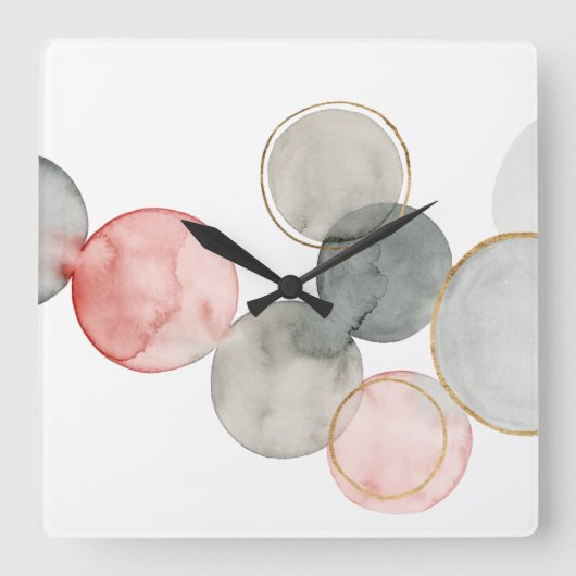 Gilded Spheres Vierkante Klok (Voorkant)