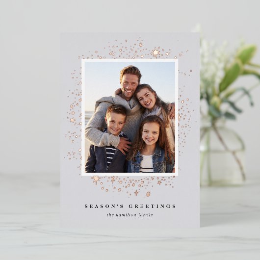 Gilded Stars | Foto Folie Feestdagenkaart (Staand Voorkant)