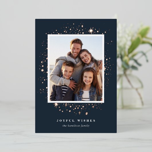 Gilded Stars | Foto Folie Holiday Kaart (Staand Voorkant)