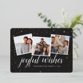 Gilded Stars | Fotocollage Folie Feestdagenkaart (Staand Voorkant)