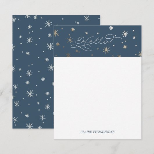 Gilded Stars Personal Stationery, Night Sky Card Kaart (Voorkant / Achterkant)
