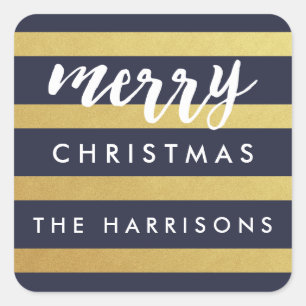 Gilded Stripes Gepersonaliseerde Vakantie Stickers