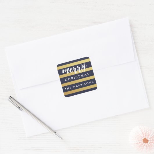 Gilded Stripes Gepersonaliseerde Vakantie Stickers (Envelop)