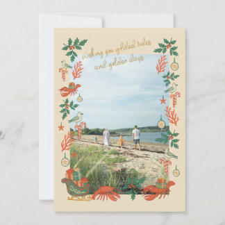 Gilded Tides Coastal Christmas Photo Card Feestdagenkaart