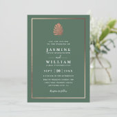 Gilded Tropics Elegant Modern QR Code Wedding Kaart (Staand voorkant)