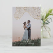 Gilded Tropics Wedding Photo Bedankkaart (Staand voorkant)