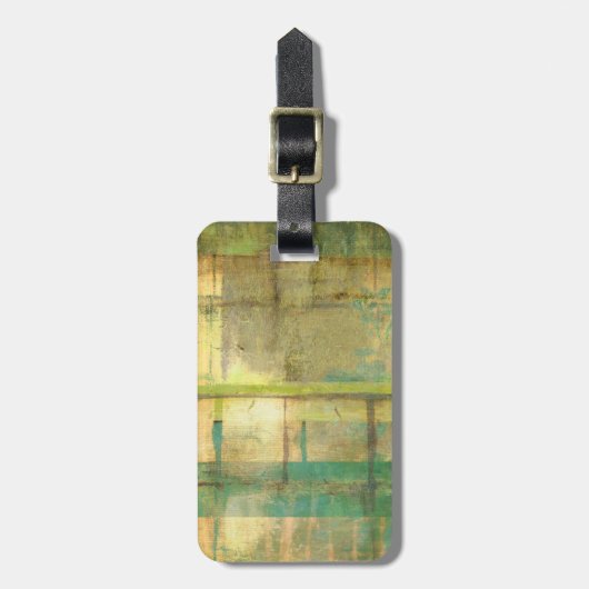 Gilded Turquoise en Green Abstract Painting Bagagelabel (Voorkant verticaal)