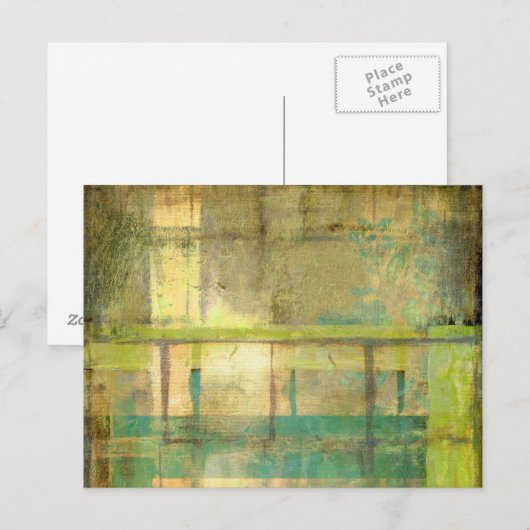 Gilded Turquoise en Green Abstract Painting Briefkaart (Voorkant / Achterkant)