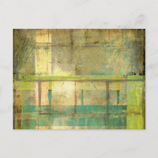 Gilded Turquoise en Green Abstract Painting Briefkaart (Voorkant)