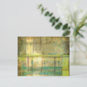 Gilded Turquoise en Green Abstract Painting Briefkaart (Staand voorkant)