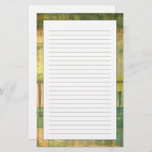 Gilded Turquoise en Green Abstract Painting Briefpapier (Voorkant / Achterkant)