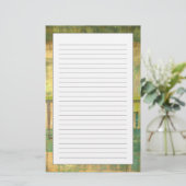 Gilded Turquoise en Green Abstract Painting Briefpapier (Staand voorkant)