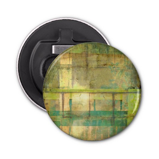 Gilded Turquoise en Green Abstract Painting Button Flesopener (Voorkant)