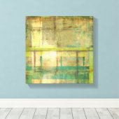 Gilded Turquoise en Green Abstract Painting Canvas Afdruk (Insitu (Houten vloer))