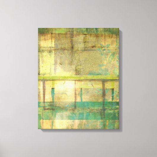 Gilded Turquoise en Green Abstract Painting Canvas Afdruk (Voorkant)