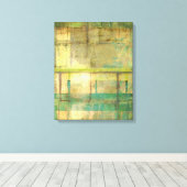 Gilded Turquoise en Green Abstract Painting Canvas Afdruk (Insitu (Houten vloer))