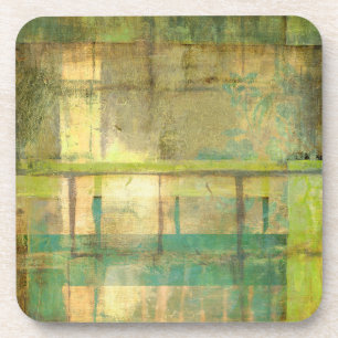 Gilded Turquoise en Green Abstract Painting Drankjes Onderzetter