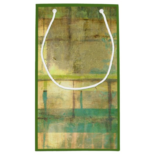 Gilded Turquoise en Green Abstract Painting Klein Cadeauzakje (Achterkant)