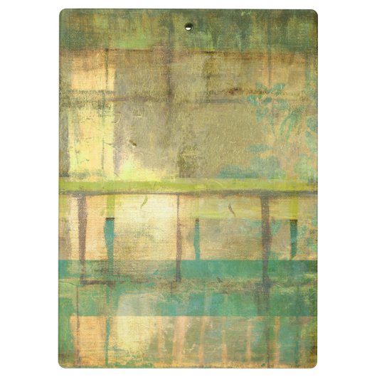 Gilded Turquoise en Green Abstract Painting Klembord (Achterkant)