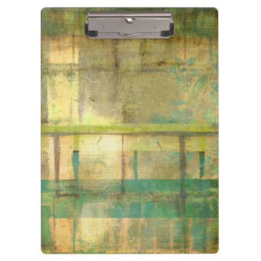 Gilded Turquoise en Green Abstract Painting Klembord (Voorkant)