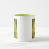 Gilded Turquoise en Green Abstract Painting Mok (Midden)