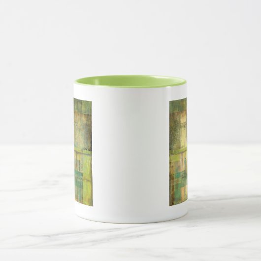 Gilded Turquoise en Green Abstract Painting Mok (Midden)