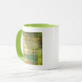 Gilded Turquoise en Green Abstract Painting Mok (Voorkant links)