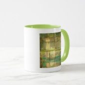 Gilded Turquoise en Green Abstract Painting Mok (Voorkant rechts)