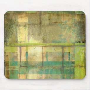 Gilded Turquoise en Green Abstract Painting Muismat