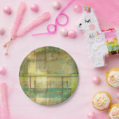 Gilded Turquoise en Green Abstract Painting Papieren Bordje (Feest)