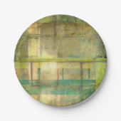 Gilded Turquoise en Green Abstract Painting Papieren Bordje (Voorkant)